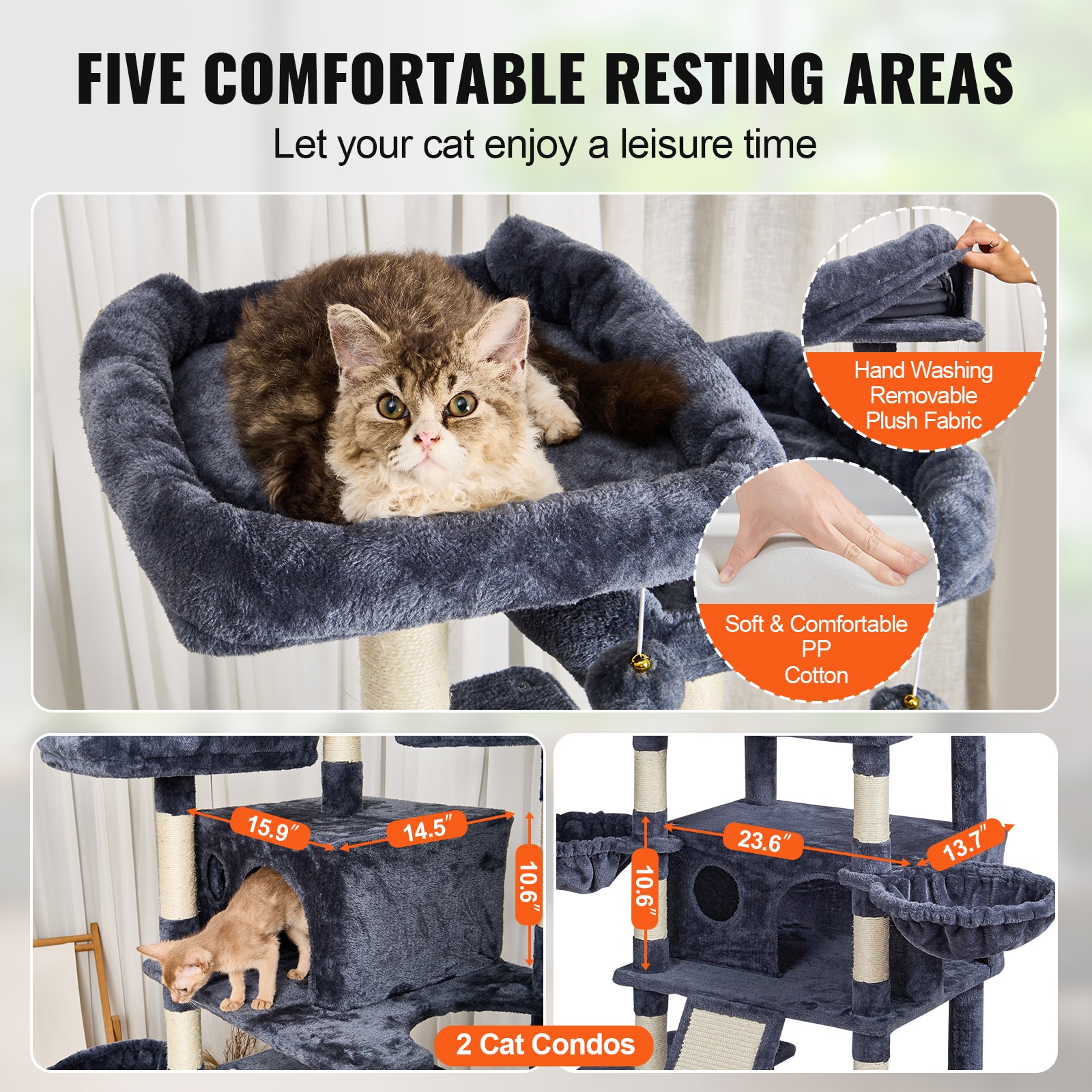 Cat Tree 68.5" Cat Tower For Indoor Cats With Cat Condos Scratching Post_voghion.com